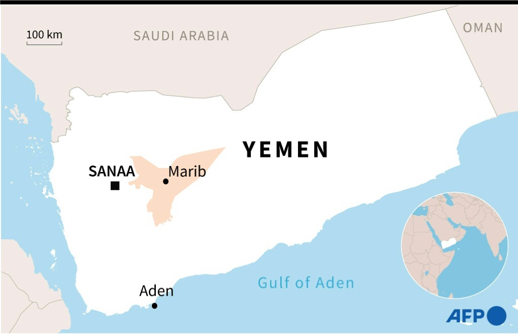خريطة اليمن تحدد محافظة ومدينة مأرب (أ ف ب)