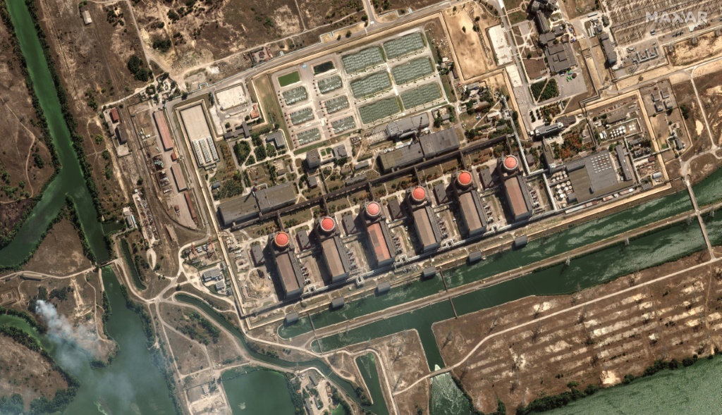 صورة بالاقمار الاصطناعية نشرتها شركة ماكسار تكنولوجيز في 29 آب/أغسطس 2022 تظهر منشأة زابوريجيا النووية في إنرغودار (ا ف ب)