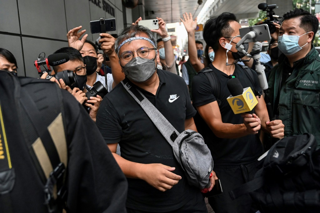  تم القبض على رونسون تشان ، رئيس جمعية الصحفيين في هونج كونج (HKJA) ، في وقت سابق من هذا الشهر (أ ف ب)