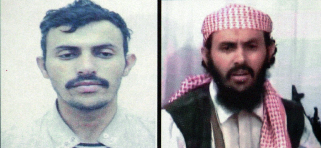  صورتان متلاصقتان لزعيم تنظيم القاعدة في جزيرة العرب قاسم الريمي (ا ف ب)
