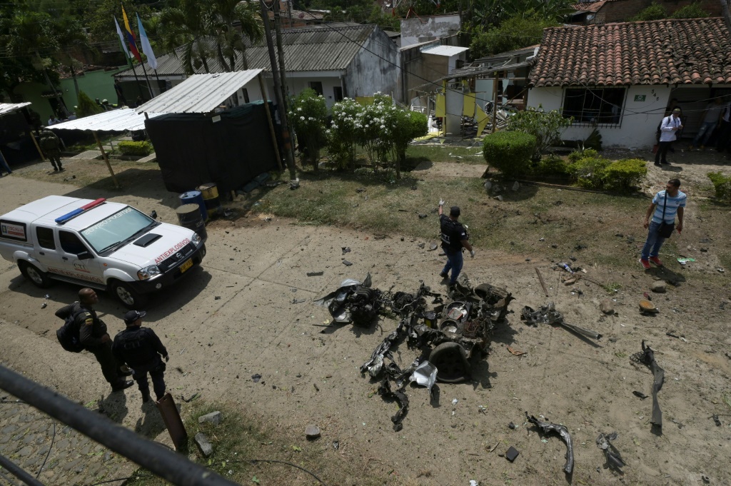 موقع شهد انفجار سيارة في بوتريريتو في كولومبيا بتاريخ 22 أيلول/سبتمبر 2023 (ا ف ب)