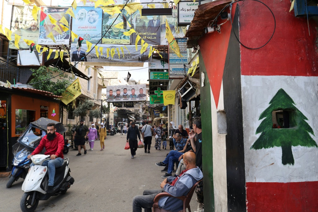  لقطة من مخيم برج البراجنة للاجئين الفلسطينيين جنوب بيروت في 15 تشرين الثاني/نوفمبر 2023 (ا ف ب)