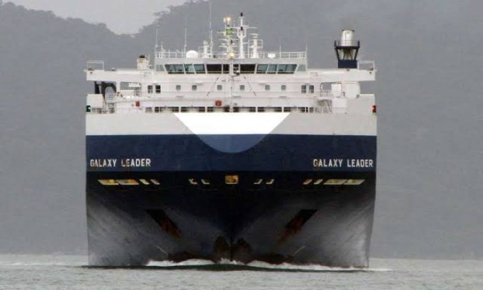 السفينة الإسرائيلية، تحمل اسم "جالاكسي ليدر" (مواقع التواصل)