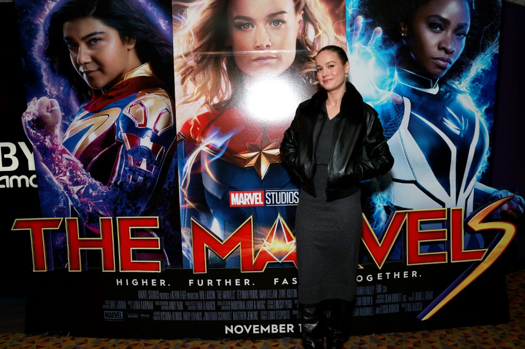 تحضر بري لارسون عرضًا لفيلم The Marvels في نيويورك في 10 نوفمبر 2023 (ا ف ب)