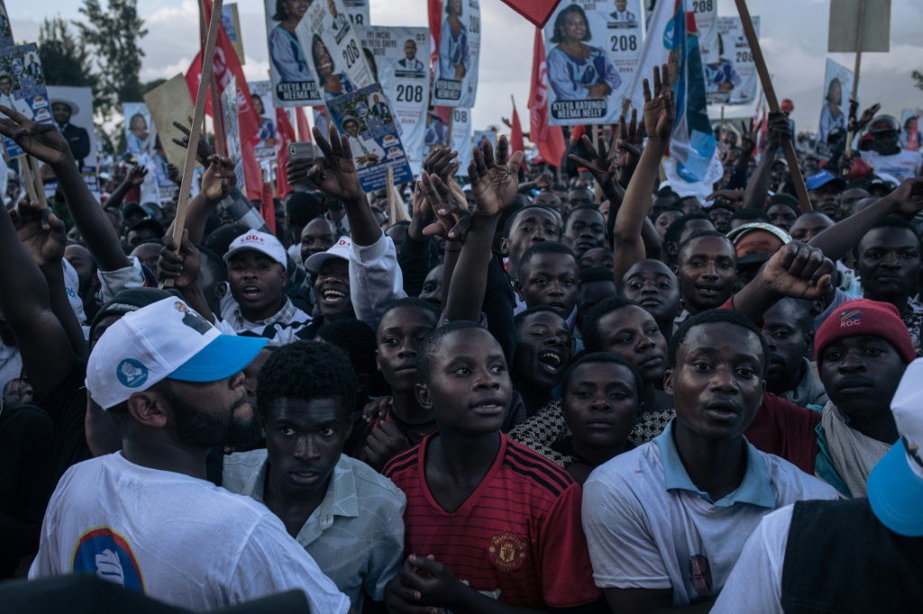 مؤيدون لأحد مرشحي المعارضة موسى كاتومبي يتظاهرون في غوما بشرق الكونغو الديموقراطية في 23 تشرين الثاني/نوفمبر 2023 (أ ف ب)   