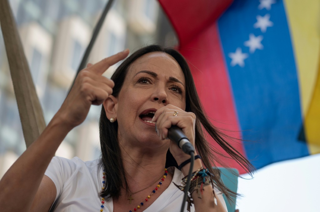 زعيمة المعارضة الفنزويلية ماريا كورينا ماتشادو في 23 كانون الثاني/يناير 2024 (ا ف ب)