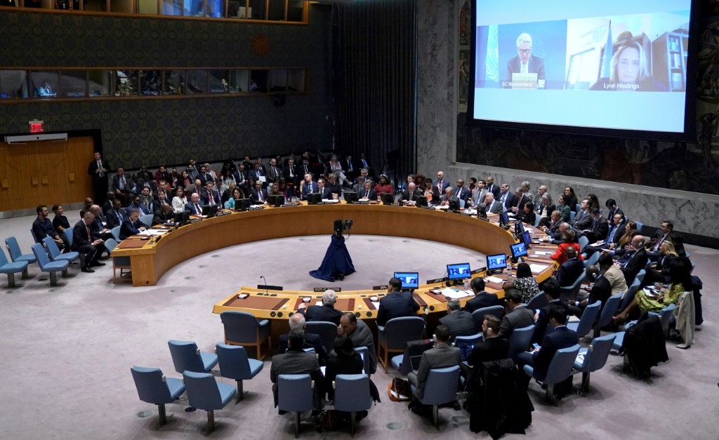 جلسة لمجلس الأمن الدولي في نيويورك حول النزاع في الشرق الأوسط في 24 ت1 أكتوبر 2023 (ا ف ب)