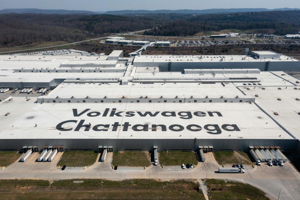 لقطة من الجو لمصنع سيارات فولكسفاغن في مدنية تشاتانوغا في الولايات المتحدة في 20 آذار/مارس 2024 (ا ف ب)
